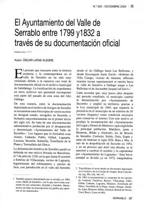 El Ayuntamiento del Valle de Serrablo entre 1799 y 1832 a través de su documentación oficial