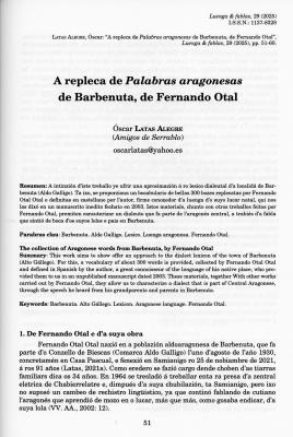 A repleca de Palabras aragonesas de Barbenuta, de Fernando Otal